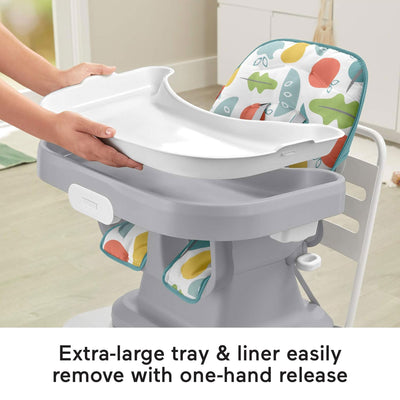 Fisher-Price SpaceSaver Clean Baby High Chair Dining Seat, Pearfection (Used)