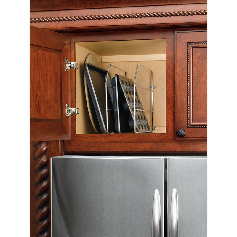 Rev-A-Shelf 12" Kitchen Cabinet Baking Sheet Organizer, Chrome, 597-12CR-2-1