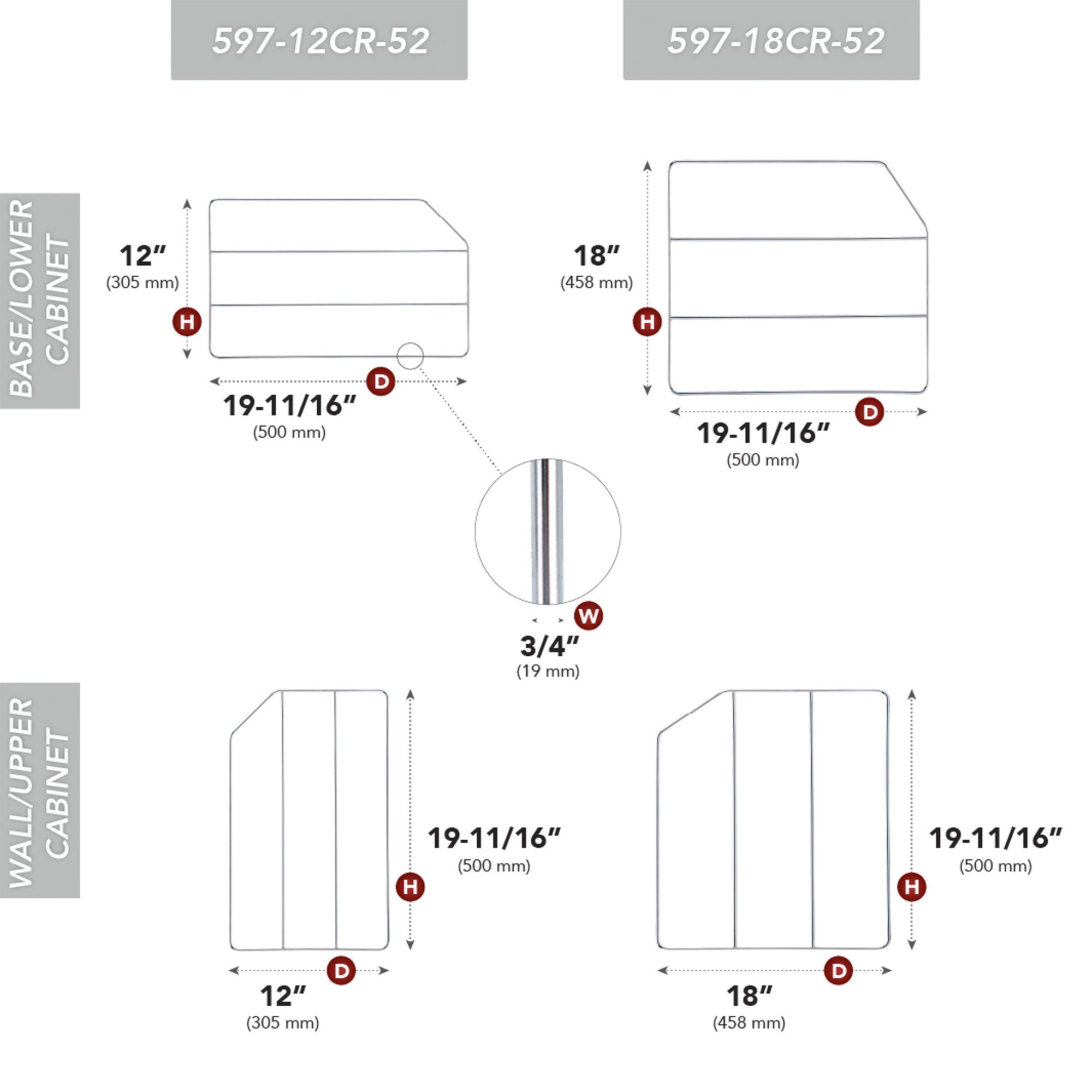 Rev-A-Shelf 18" Bakeware Divider for Wall/Base Cabinets, Chrome, 597-18CR-2-1 - VMInnovations