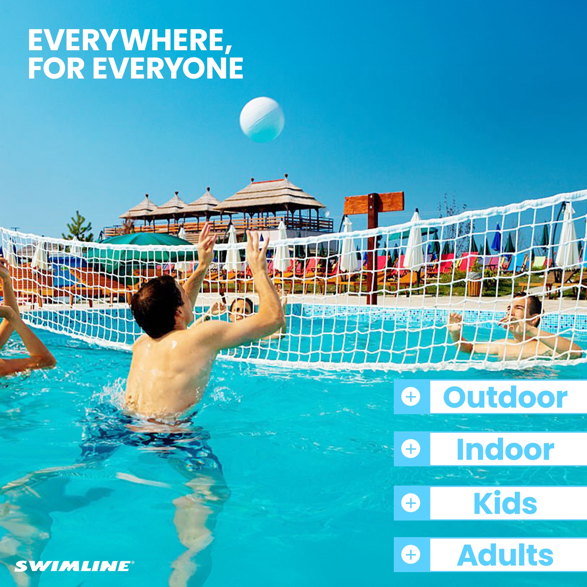 Swimline Inground Swimmng Pool 34" Wide Volleyball Net and Ball Game Set (Used) - VMInnovations
