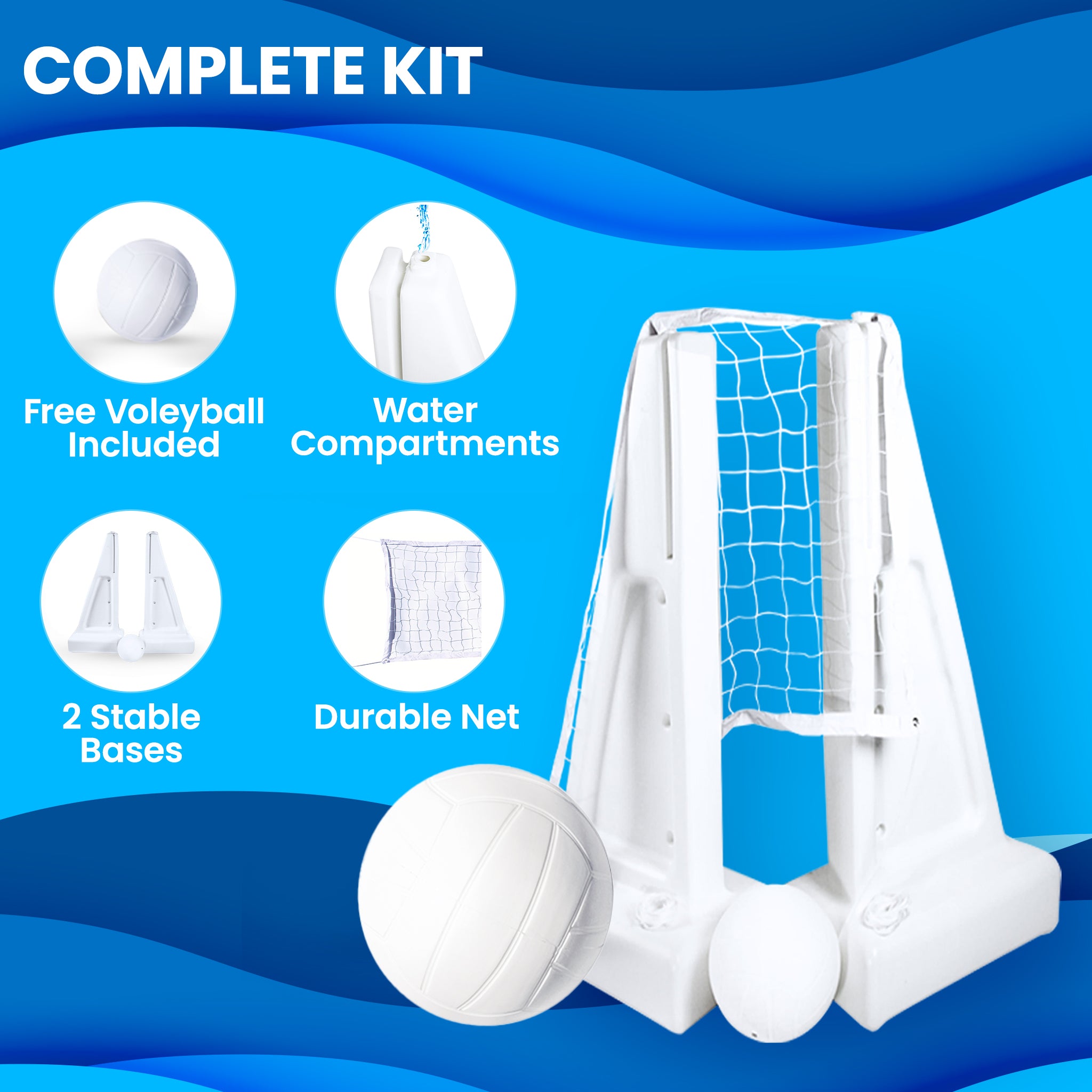 Swimline Inground Swimmng Pool 34" Wide Volleyball Net and Ball Game Set (Used) - VMInnovations