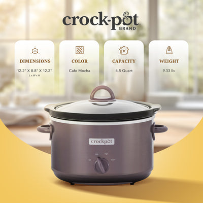 Crock-Pot Manual Design Series 4.5qt 3 Setting Slow Cooker, Cafe Mocha (Used) - VMInnovations