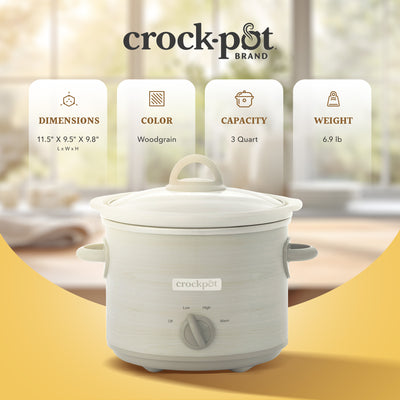 Crock-Pot Manual Design Series 3 Quart 3 Setting Slow Cooker for Kitchen Use - VMInnovations