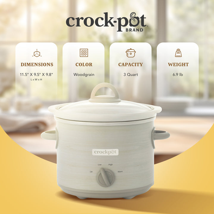 Crock-Pot Manual Design Series 3qt  3 Setting Slow Cooker for Kitchen Use (Used)