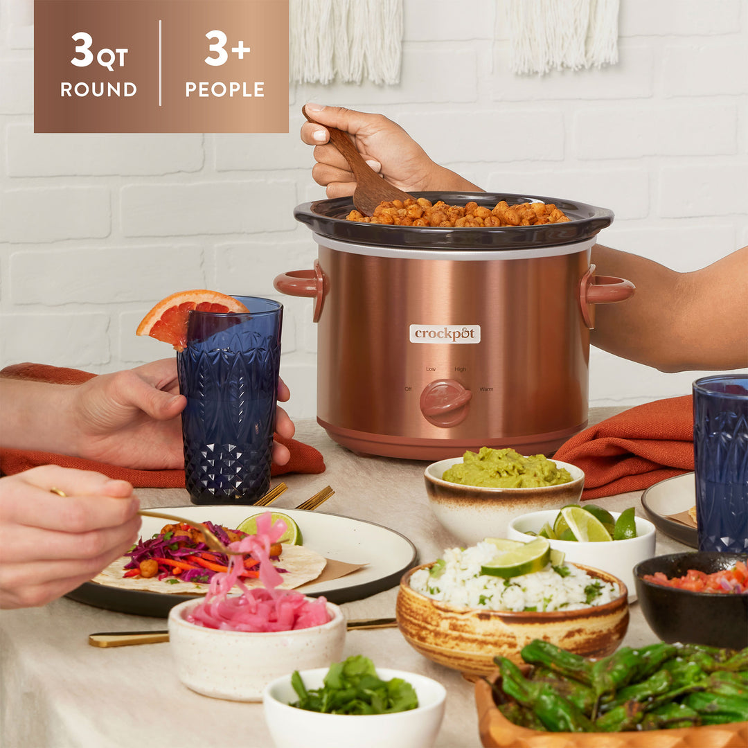 Crock-Pot 3 Quarts Manual Design Slow Cooker w/3 Heat Settings, Copper (Used) - VMInnovations
