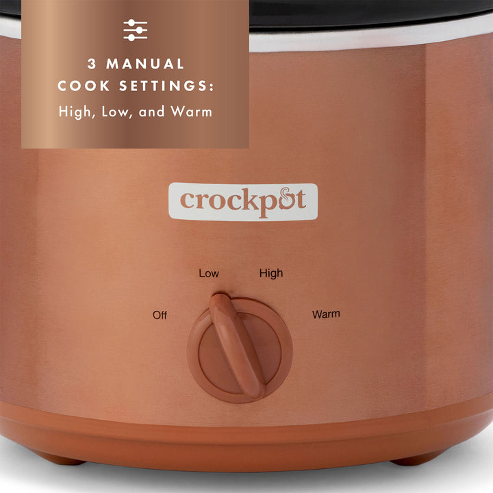 Crock-Pot 3 Quarts Manual Design Series Slow Cooker w/3 Heat Settings, Copper