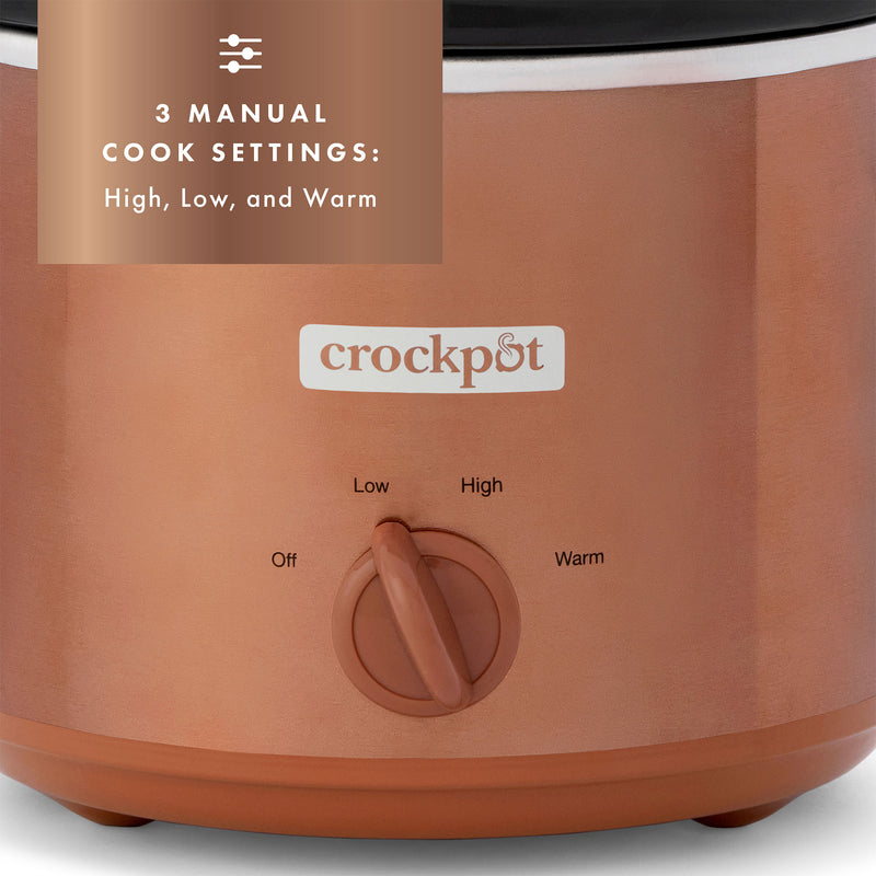 Crock-Pot 3 Quarts Manual Design Slow Cooker w/3 Heat Settings, Copper (Used)