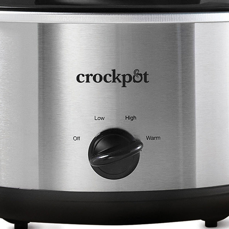 Crock-Pot 4.5 QtManual Design Series Slow Cooker w/3 Heat Settings, Silver(Used)