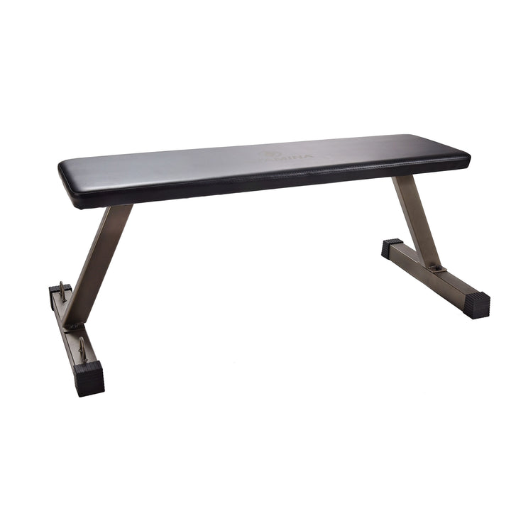 HolaHatha 300 Pound Capacity Foam Padded Flat Barbell Bench w/Steel Frame, Black
