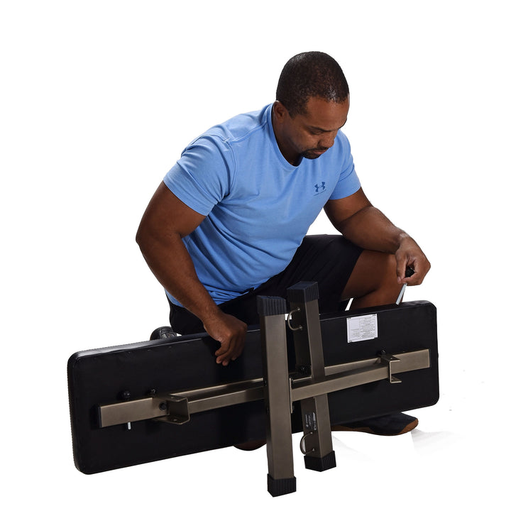 HolaHatha 600lb Capacity Foam Padded Barbell Bench w/Steel Frame, Black (Used)