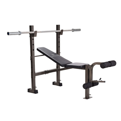 Stamina Steel Weight Bench Barbell Rack Combo Set for Home Gym, Black (Used)