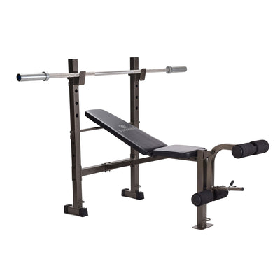 Stamina Steel Weight Bench Barbell Rack Combo Set for Home Gym, Black (Open Box)