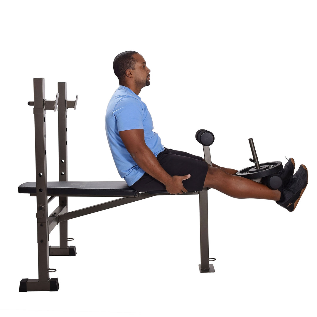 Stamina Steel Weight Bench Barbell Rack Combo Set for Home Gym, Black (Open Box) - VMInnovations