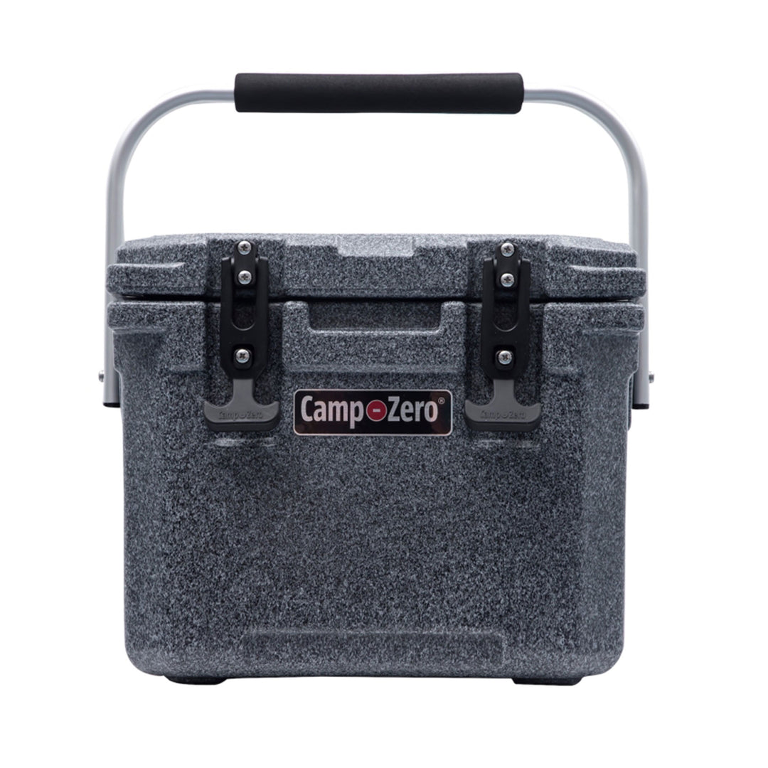 CAMP-ZERO 10 Lt 10.6 Qt Lidded Cooler w/2 Molded In Cup Holders, Black(Open Box)