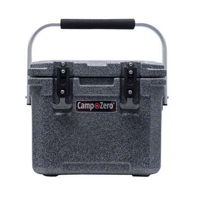CAMP-ZERO 10 Liter 10.6 Quart Lidded Cooler with 2 Molded In Cup Holders, Black