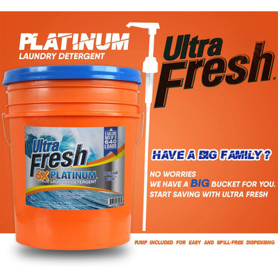 Ultra Fresh 6X Platinum 5 Gal Laundry Detergent, Up to 640 Loads, Original Blue