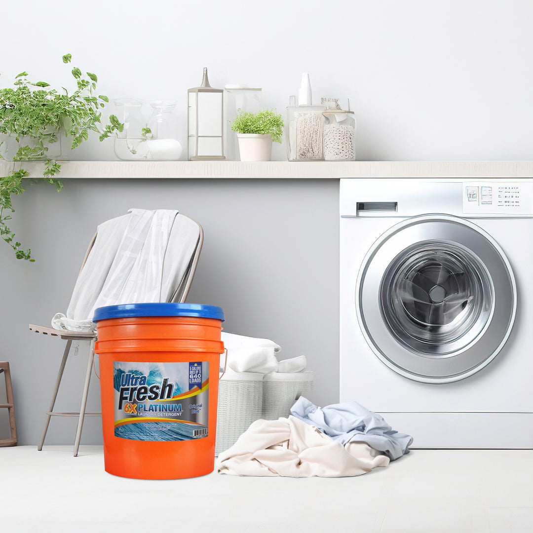 Ultra Fresh 6X Platinum 5 Gal Laundry Detergent, Up to 640 Loads, Original Blue