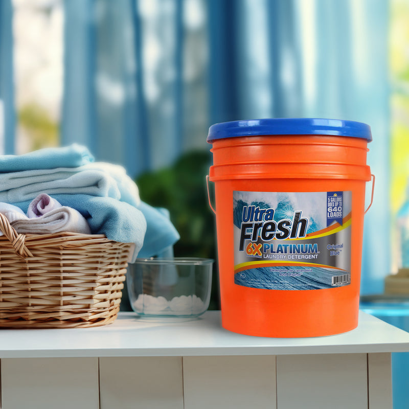 Ultra Fresh 6X Platinum 5 Gal Laundry Detergent, Up to 640 Loads, Original Blue