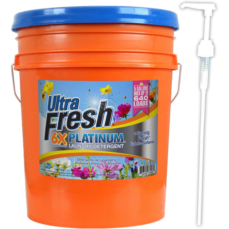 Ultra Fresh 6X Platinum 5 Gal Laundry Detergent w/ Spring Fresh Fabric Softener