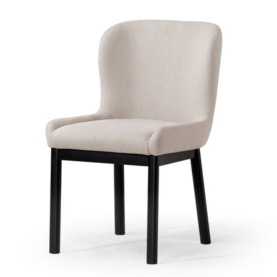 Maven Lane Gia Contemporary Dining Chair, Refined Black Finish with Dove Fabric