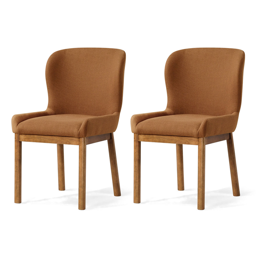 Maven Lane Gia Contemporary Dining Chair, Refined Brown, Clay Fabric, Set of 2 - VMInnovations