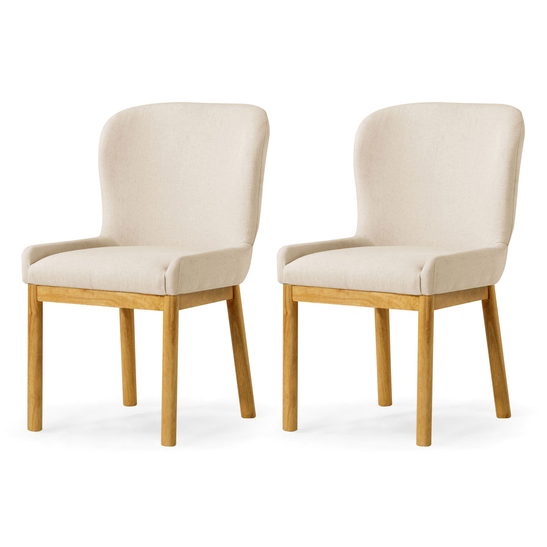 Maven Lane Gia Contemporary Dining Chair, Refined Natural, Slate Fabric, Set of 2 - VMInnovations