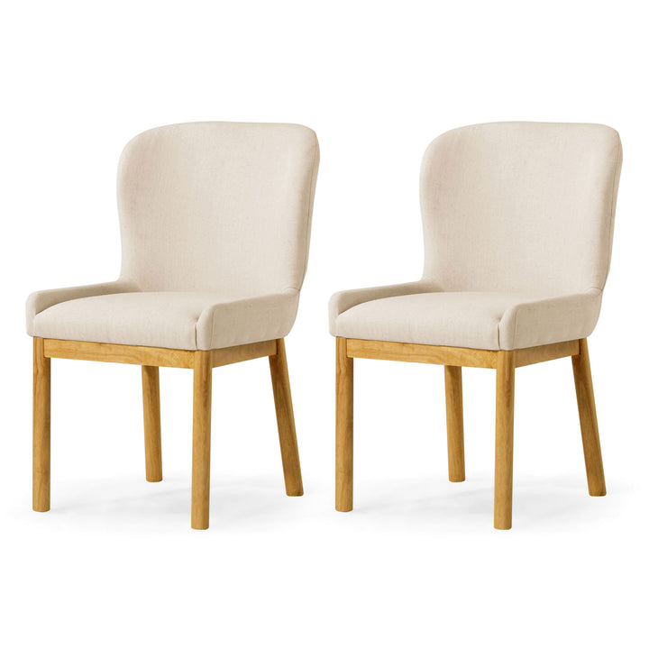 Maven Lane Gia Contemporary Dining Chair, Refined Natural, Slate Fabric, Set of 2 - VMInnovations