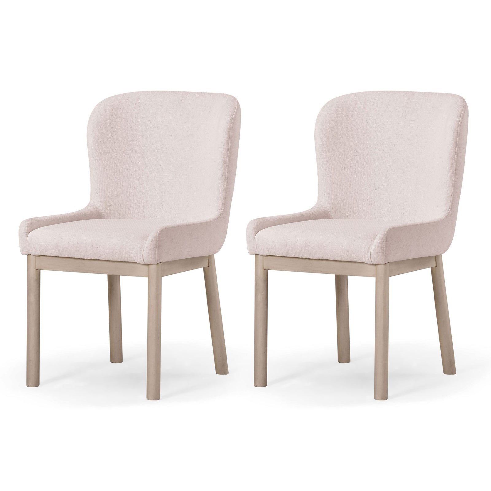 Maven Lane Gia Contemporary Dining Chair, Refined White, Cream Fabric, Set of 2 - VMInnovations