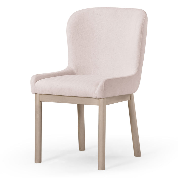 Maven Lane Gia Dining Chair, Refined White Finish with Cream Fabric (Used) - VMInnovations