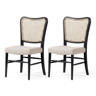 Maven Lane Wooden Dining Chair, Antique Black & Dove Fabric, 2pc (For Parts)