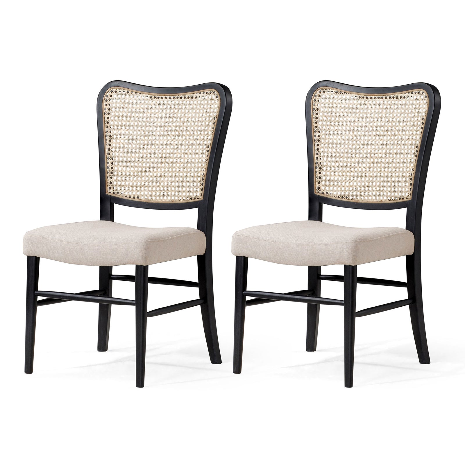 Maven Lane Wooden Chair, Antique Black & Dove Weave Fabric, Set of 2 (Open Box) - VMInnovations