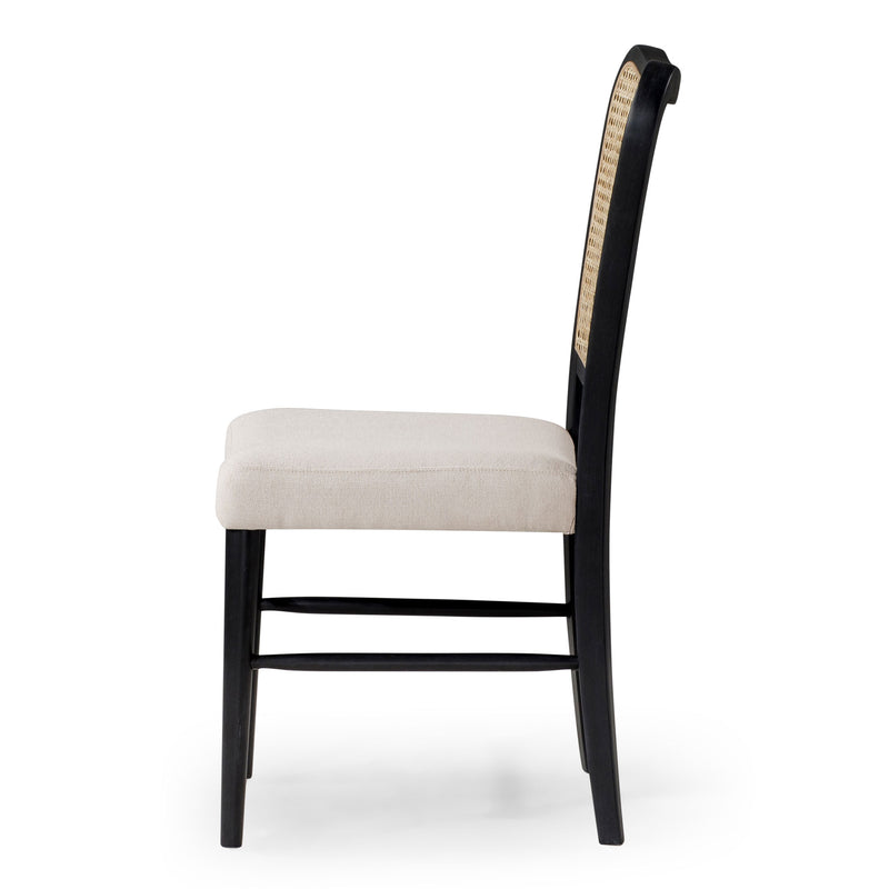 Maven Lane Vera Wooden Dining Chair, Antique Black & Dove Weave Fabric, Set of 4