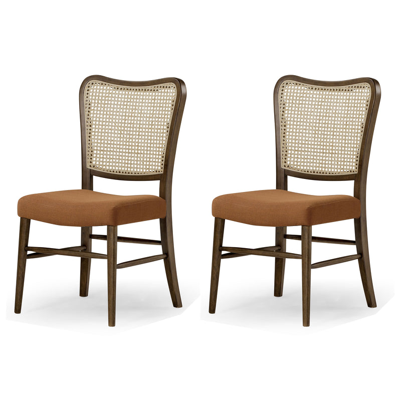 Maven Lane Wood Dining Chair, Antique Brown & Clay Canvas Fabric, 2pc(For Parts)