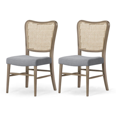Maven Lane Wooden Dining Chair, Antique Grey & Slate Linen Fabric,2pc (Open Box) - VMInnovations