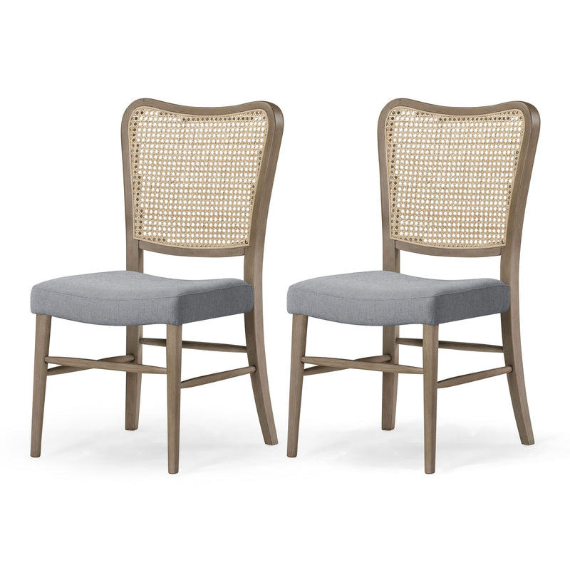 Maven Lane Wooden Dining Chair, Antique Grey & Slate Linen Fabric,2pc (Open Box)