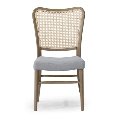 Maven Lane Vera Wooden Dining Chair, Antique Grey & Slate Linen Fabric, Set of 4