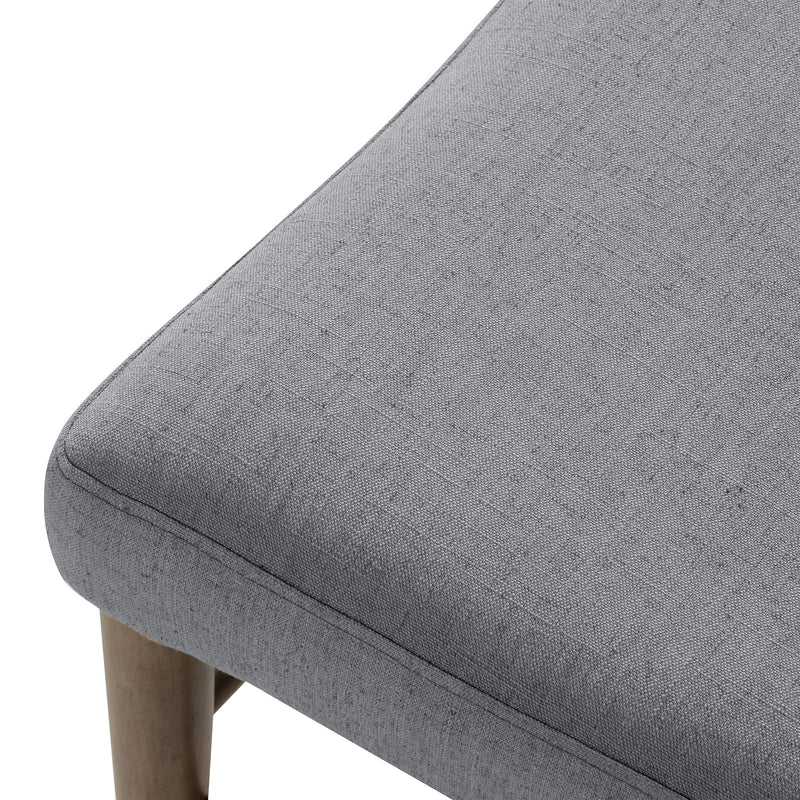 Maven Lane Vera Wooden Dining Chair, Antique Grey & Slate Linen Fabric, Set of 8
