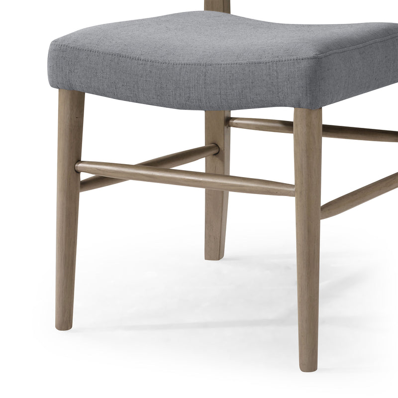 Maven Lane Vera Wooden Dining Chair, Antique Grey & Slate Linen Fabric, Set of 8