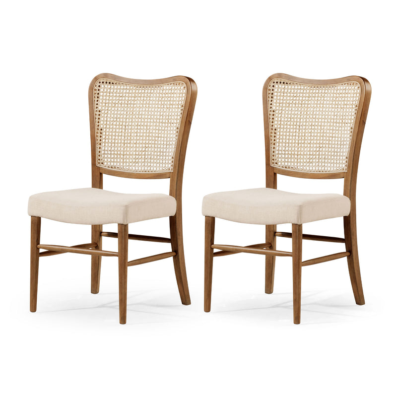 Maven Lane Dining Chair, Antique Natural & Taupe Linen Fabric, 2pc (For Parts)