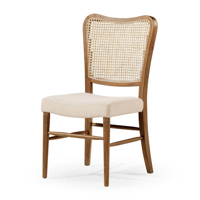 Maven Lane Vera Wood Dining Chair, Antique Natural & Taupe Linen Fabric, Set of 6