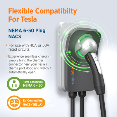 ChargePoint Home Flex Level 2 EV Charger NACS, NEMA 6-50 Outlet Charge Station