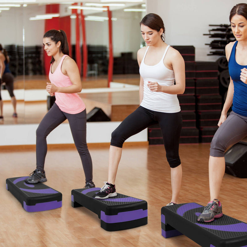 BalanceFrom Fitness Adjustable Workout Aerobic Step Platform Trainer w/Raisers