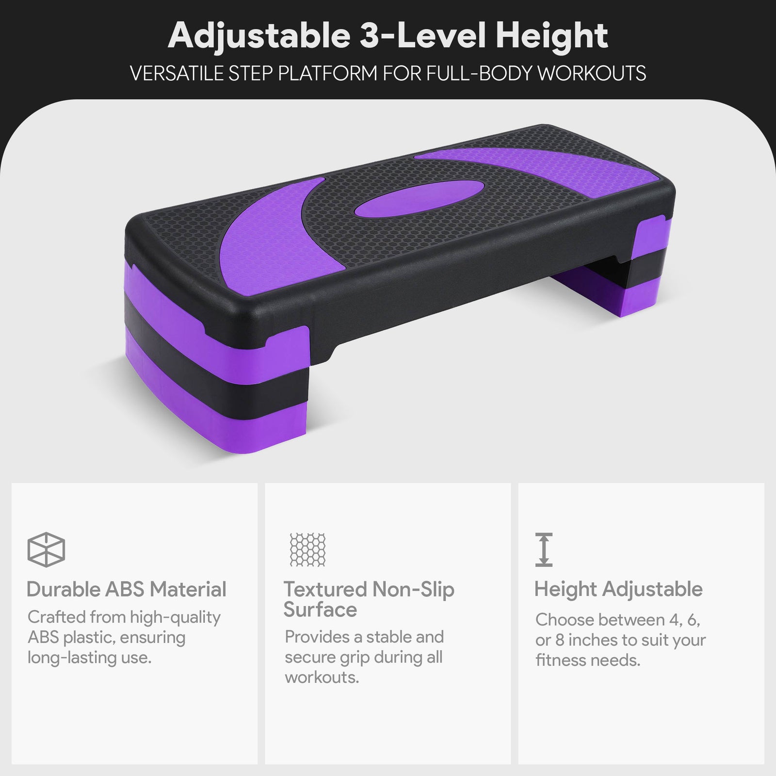 BalanceFrom Adjustable Workout Aerobic Step Platform Trainer w/Raisers(Open Box) - VMInnovations