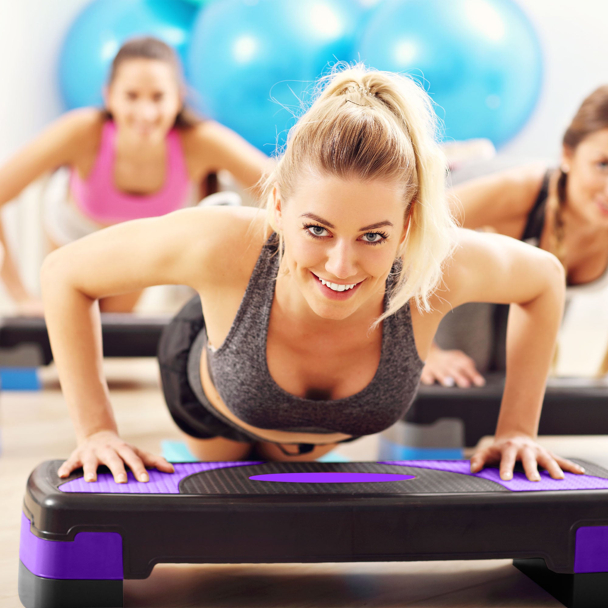 BalanceFrom Adjustable Workout Aerobic Step Platform Trainer w/Raisers(Open Box) - VMInnovations