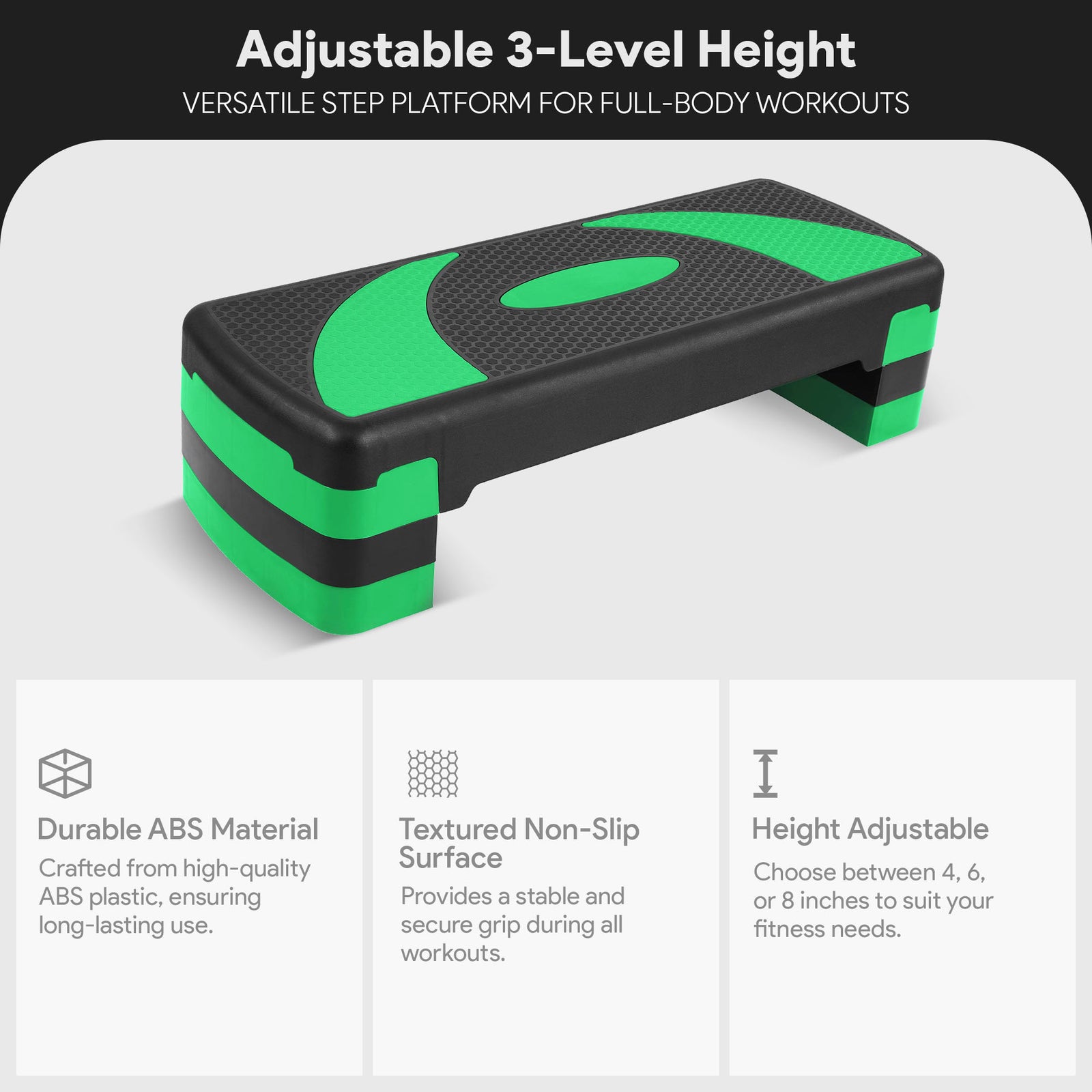 BalanceFrom Fitness Adjustable Workout Aerobic Step Platform Trainer w/Raisers - VMInnovations