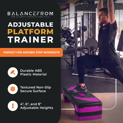 BalanceFrom Adjustable Workout Aerobic Step Platform Trainer w/Raisers(Open Box) - VMInnovations
