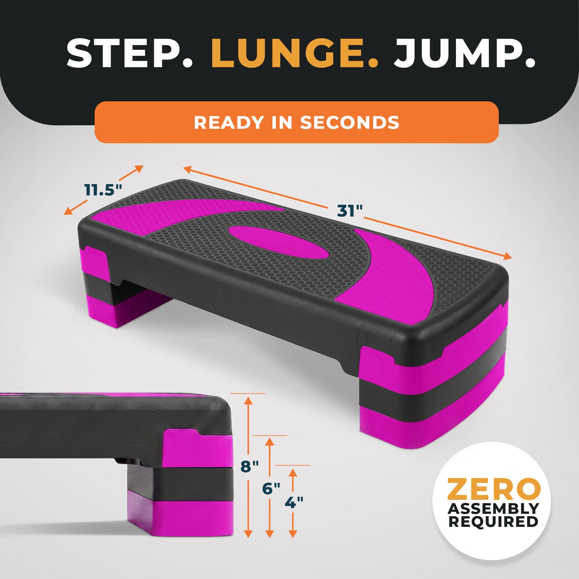 BalanceFrom Fitness Adjustable Workout Aerobic Step Platform Trainer w/ Raisers