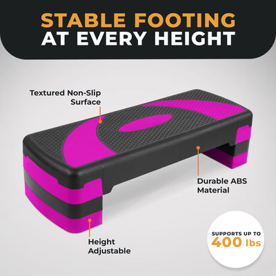 BalanceFrom Adjustable Workout Aerobic Step Platform Trainer w/Raisers(Open Box) - VMInnovations