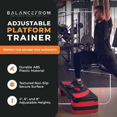 BalanceFrom Fitness Adjustable Workout Aerobic Step Platform Trainer w/Raisers