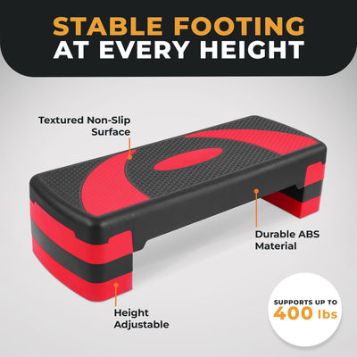 BalanceFrom Fitness Adjustable Workout Aerobic Step Platform Trainer w/Raisers